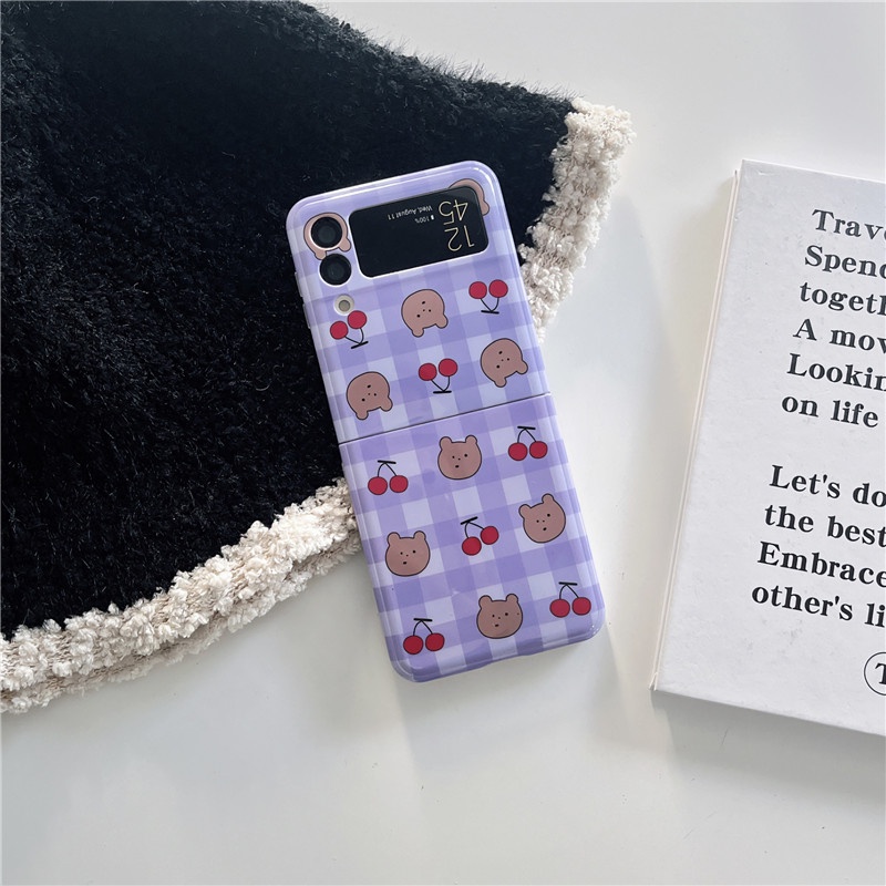 Ốp Điện Thoại IMD Chống Sốc Có Vòng Tay Hình Gấu Hoạt Hình Cho Samsung Galaxy Z Flip 4 3 5G Samsung Z Flip3 Flip4