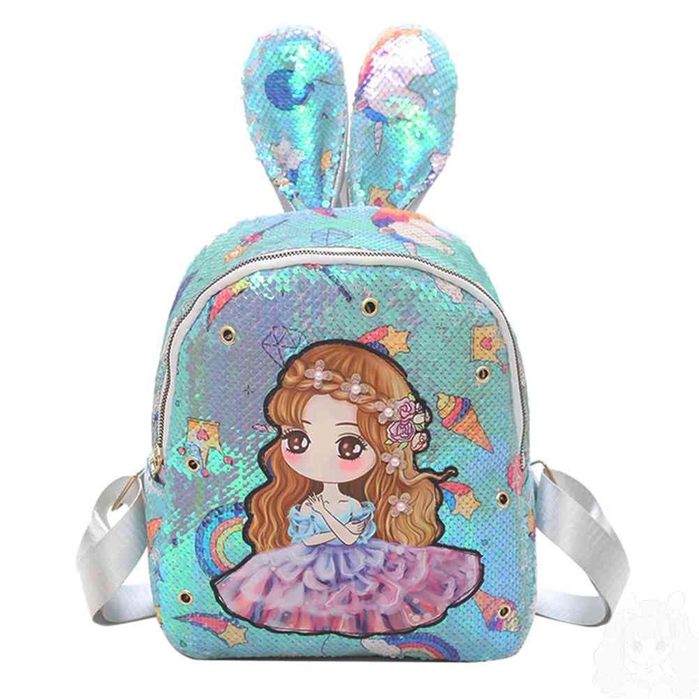 Balo Đi Học Đính Kim Sa Có Đèn LED Nhiều Màu Sắc Họa Tiết Hoạt Hình Đáng Yêu Cho Nữ