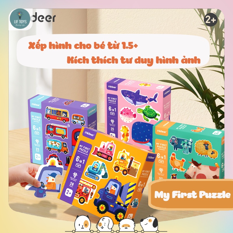 Bộ xếp hình đầu đời My First Puzzle MIDEER nhiều chủ đề cho bé từ 1 tuổi, Tranh ghép hình cho bé 1,2 tuổi