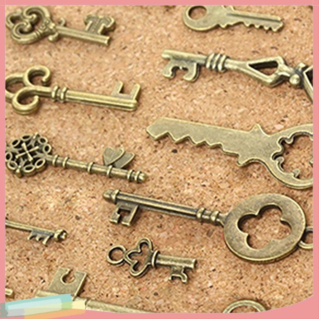 Set 13 mặt dây chuyền hình chiếc chìa khóa đa dạng kiểu Vintage độc đáo