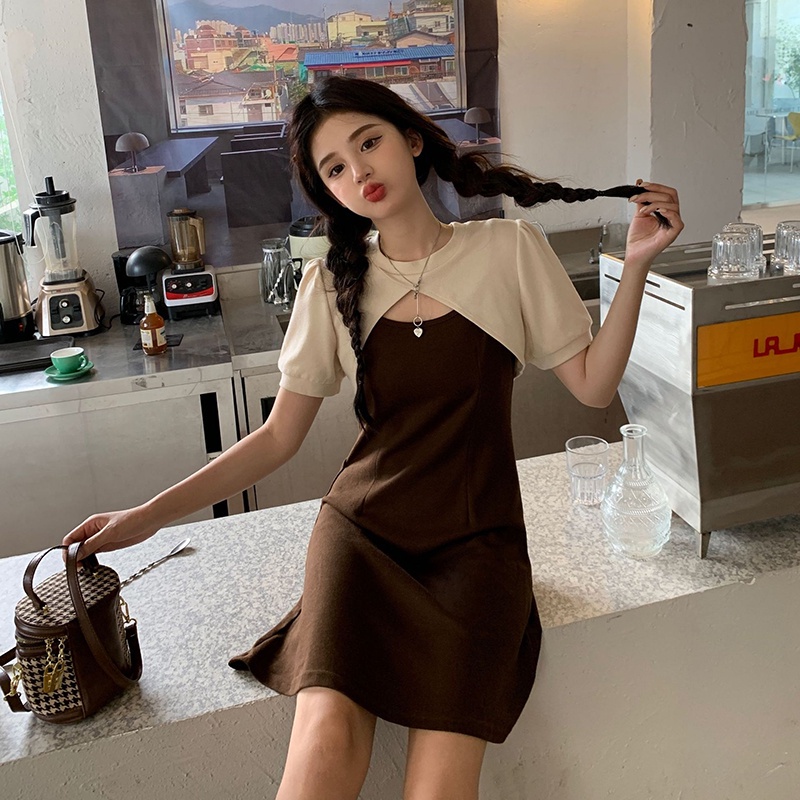 IELGY IELGY Bộ Áo Thun Không Tay + Chân Váy Ngắn Thời Trang Dành Cho Nữ