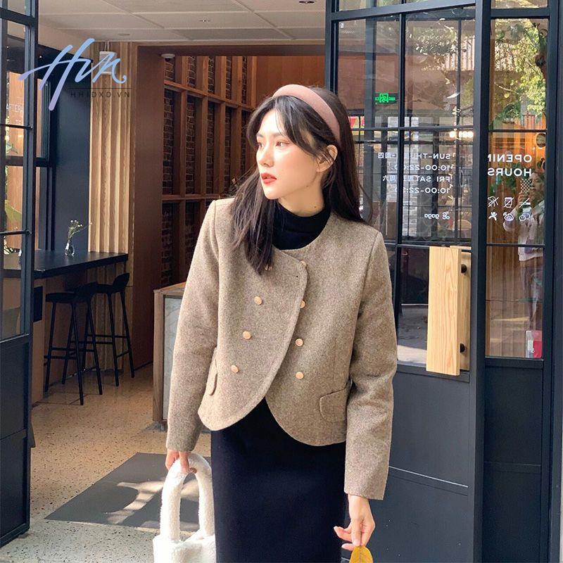 Áo Khoác Dáng Ngắn Phong Cách Retro Thời Trang Mùa Thu 2022 Mới Cho Nữ