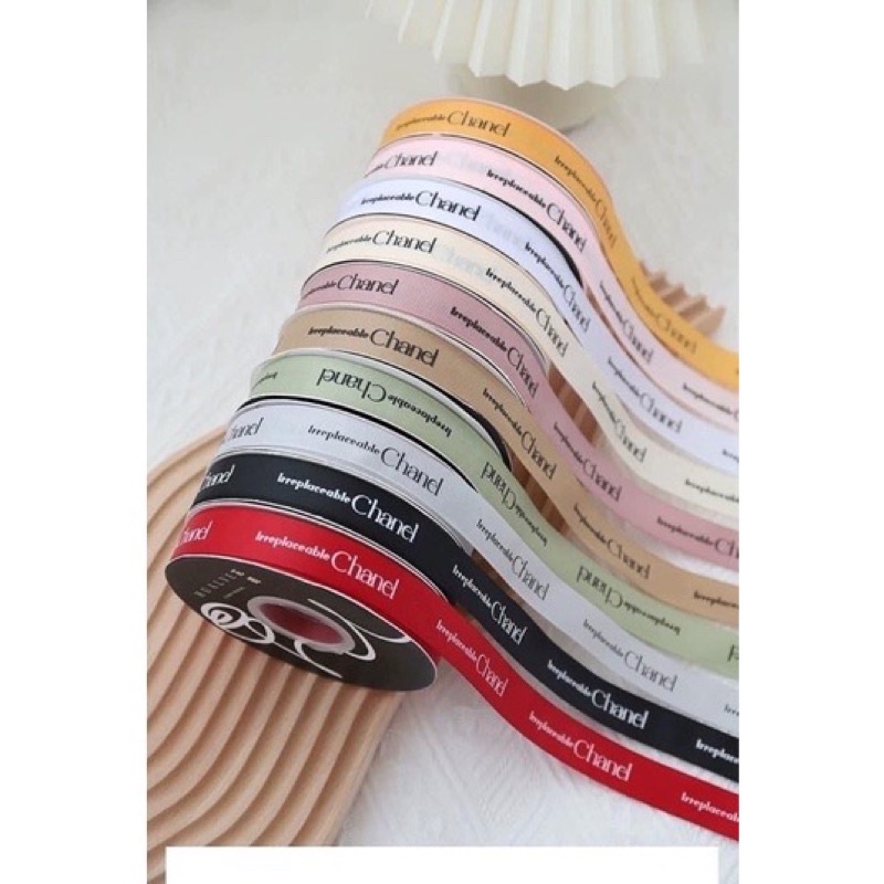 Ruy Băng In Chữ Channel - Gucci  Mẫu New - Hot - Cuộn 2,5cm - 50m