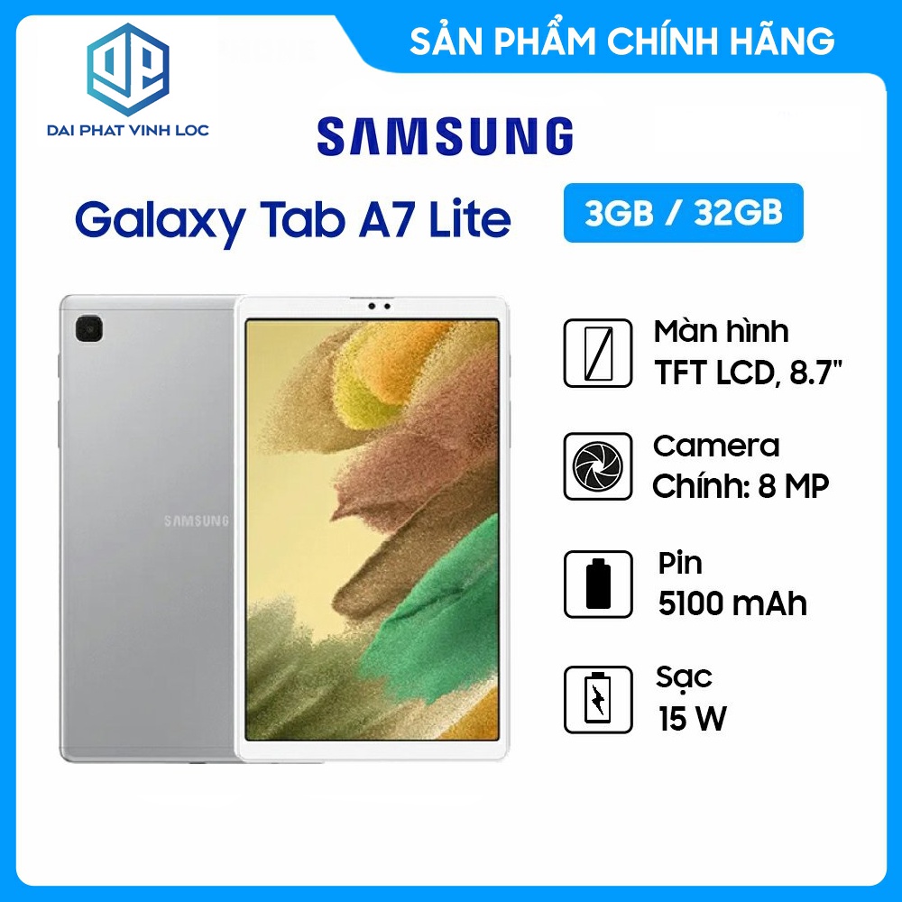 Máy tính bảng Samsung Galaxy Tab A7 Lite (3GB/32GB) - Hàng chính hãng - Màn hình 8.7inch TFT LCD, Camera sau 8MP
