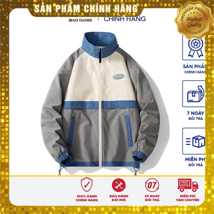 Áo khoác nam dtraw cổ đứng vải dây dù 2 lớp phối màu kết hợp đi mưa , chống chói , cản gió chống nóng đa chức năng 2022