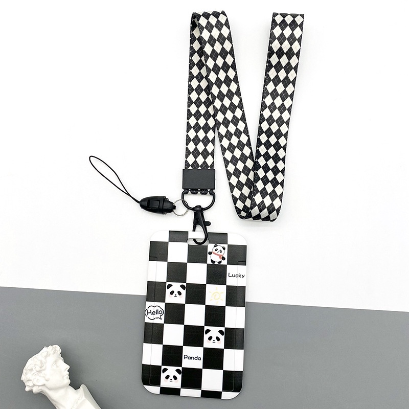 ✨Ready stock ✨Chủ thẻ panda dây đeo cổ dập nổi hộp bảo vệ thẻ lưới cho thẻ ngân hàng xe buýt thẻ làm việc khuôn viên thẻ sinh viên
