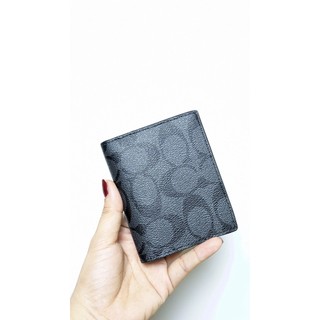 Coach c0095 slim bill wallet in signature canvas c đen/c nâu/c vàng