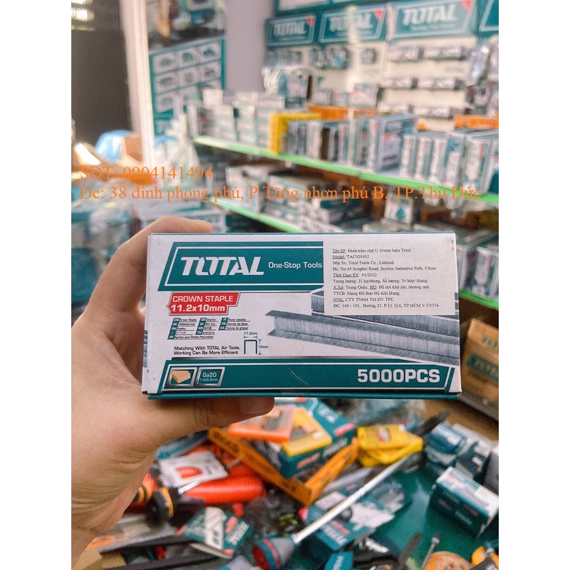 Đinh bấm chữ U TOTAL 6-13mm 5000 cái/hộp, đầu ghim U 11.2mm, thích hợp dùng cho TAT8131-3 - CHÍNH HÃNG - KHO CỦA BỐ