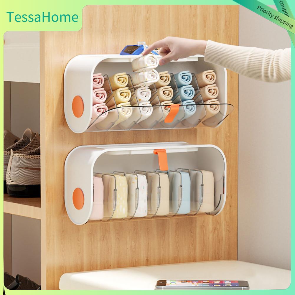 TessaHome Hộp đựng đồ lót tất vớ treo tủ, hộp chia ngăn đựng đồ lót, khay nhựa đựng đồ lót tiện dụng