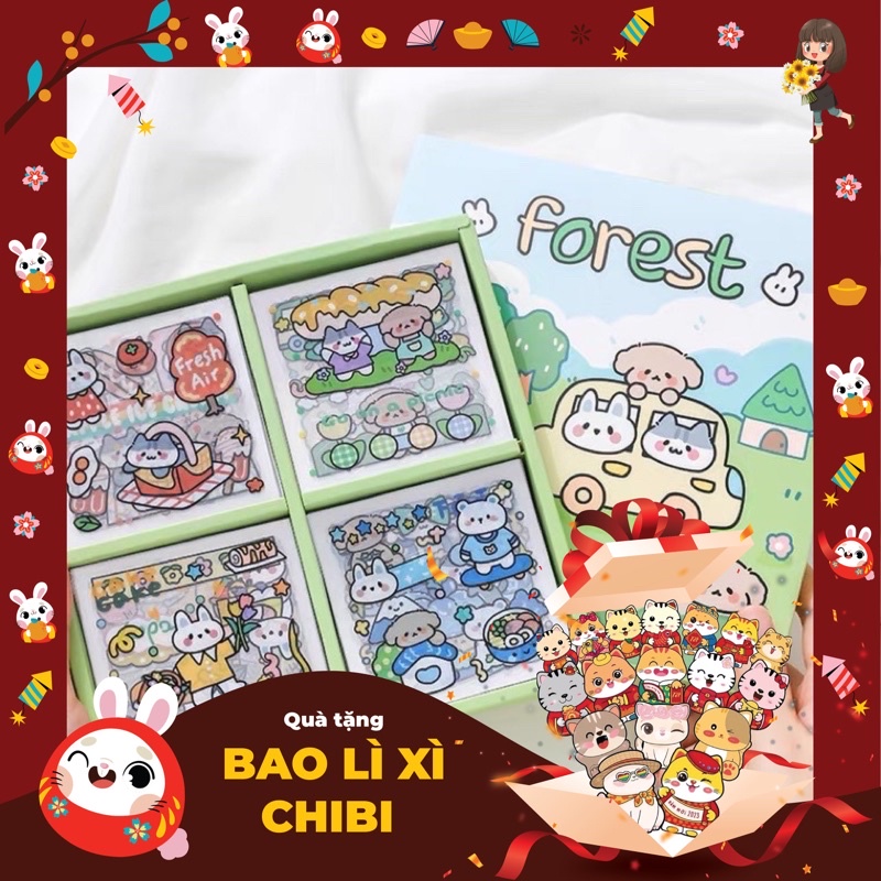 Sticker hộp 100 tấm cute Forest Shopee Việt Nam