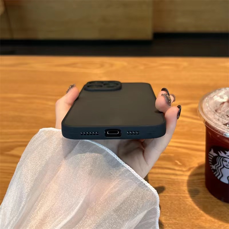 Ốp Điện Thoại Acrylic Cứng Mặt Nhám Màu Đen Cho compatible for iphone 7 8 plus x xr xs max 11 12 13 14 pro max