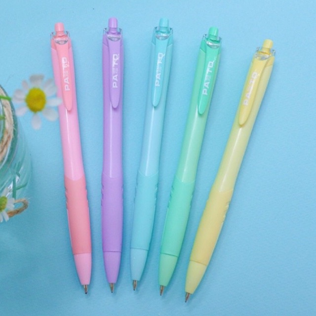 SET 5 cây bút gel mực xanh 0.6mm Pazto vỏ nhiều màu pastel xinh xắn Thiên Long Fo-GelB039