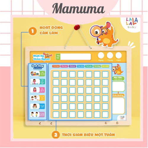 Bảng khen thưởng nam châm Lalala Baby Nhật ký chăm ngoan ngày tháng rèn luyện tính kỷ luật ghi nhận thành tích - Mamuma