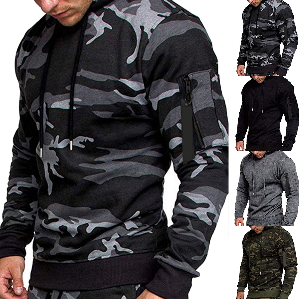 Áo Hoodie Tay Dài In Họa Tiết Rằn Ri Phối Dây Rút Cá Tính Cho Nam