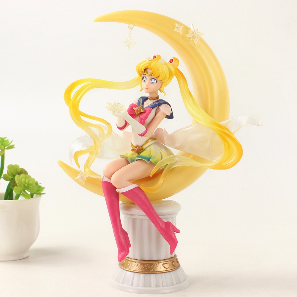 Mô Hình Đồ Chơi Nhân Vật Hoạt Hình Thủy Thủ Mặt Trăng 20cm Tsukino Usagi Luna Ngồi Trang Trí Bánh Kem