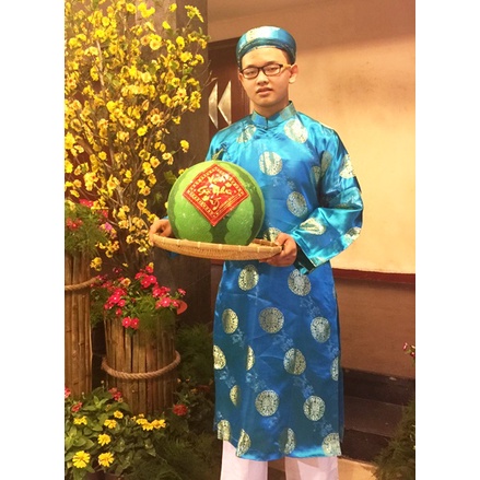 Cho Thuê Và Bán Áo Dài Gấm Đồng Tiền - Xanh Ngọc