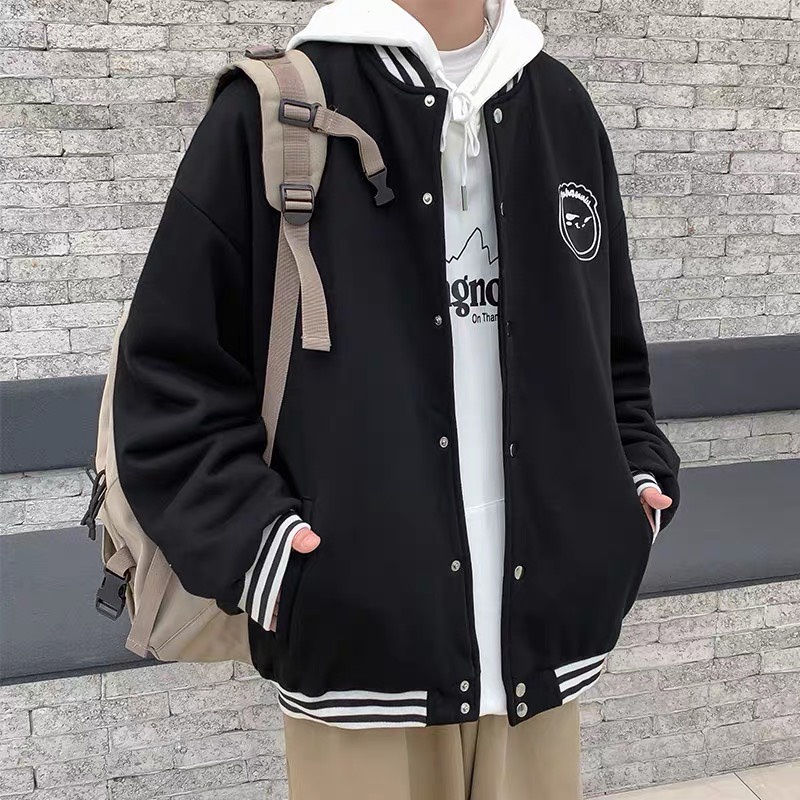 Áo Khoác Bomber KAKI Nam Nữ in hình TÓC XOĂN + MẶT CƯỜI + NGÔI SAO Ulzzang Unisex Chất Đẹp RIO.UNI
