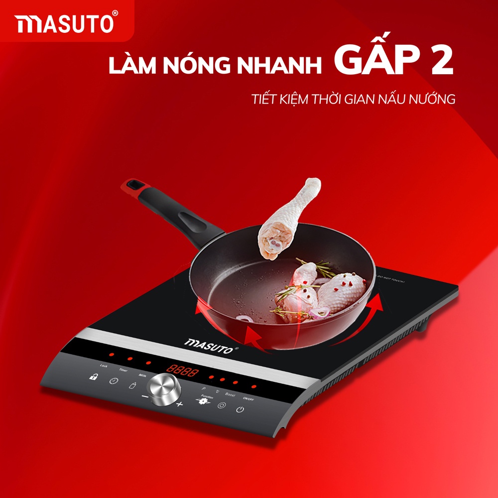 Bếp điện từ đơn cảm ứng Masuto MS-ID2000 kính cường lực siêu bền- Tặng kèm nồi lẩu