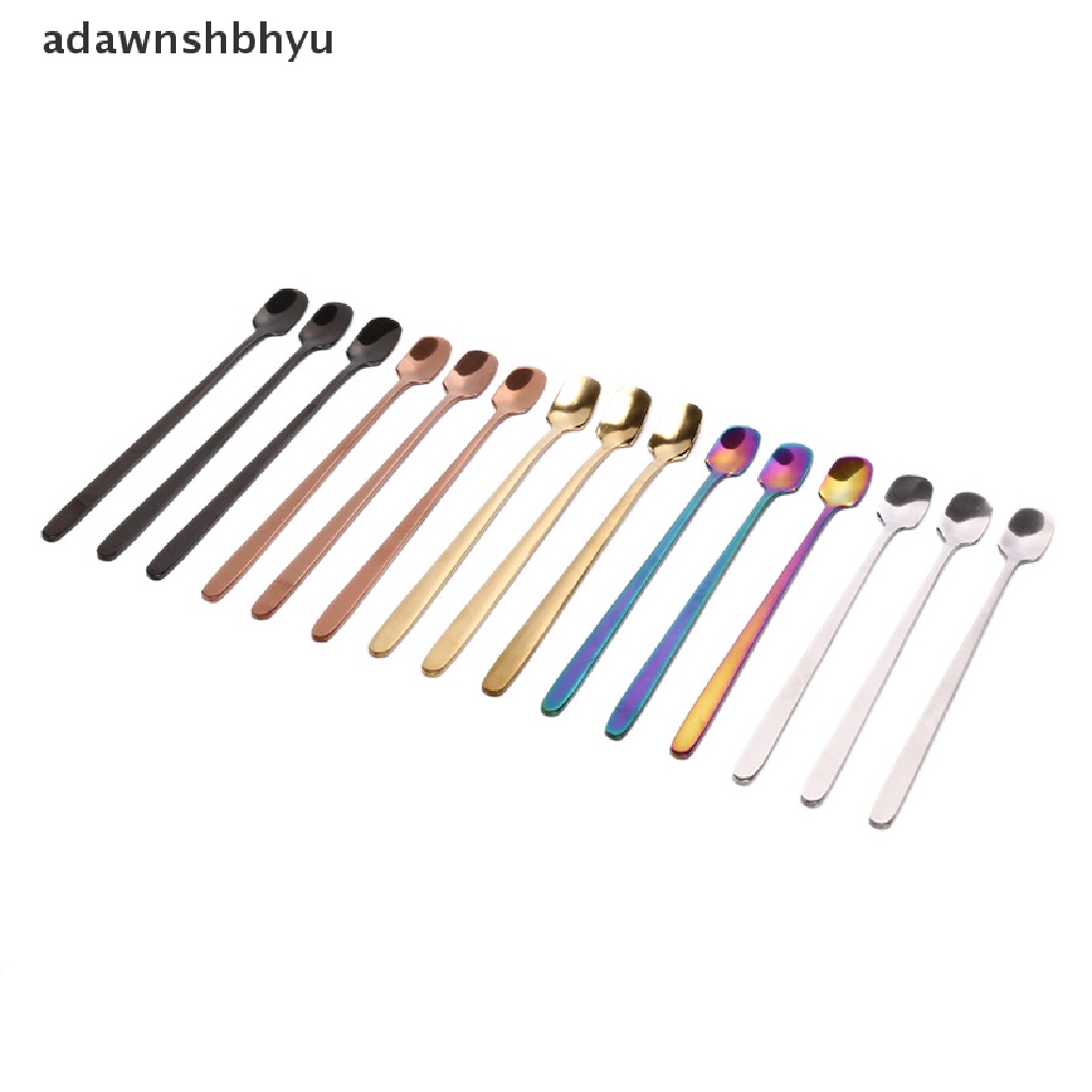 1 Muỗng Cà Phê Bằng Thép Không Gỉ Đầu Vuông Nhiều Màu Sắc