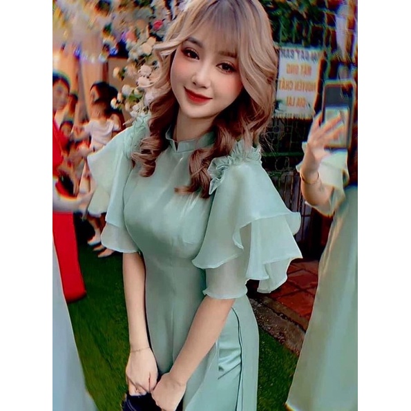 ÁO DÀI CÁCH TÂN voan tơ 4 tà cao cấp