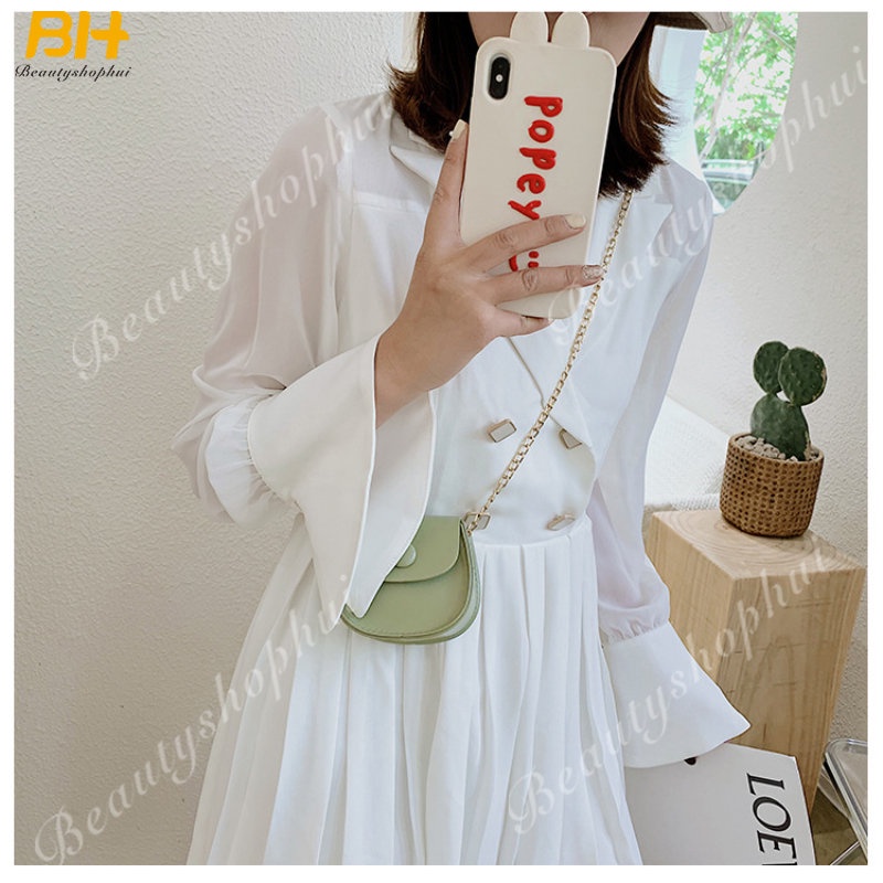 Túi Xách Mini Phối Dây Xích Đeo Vai Kiểu Hàn Quốc Thời Trang Cho Nữ