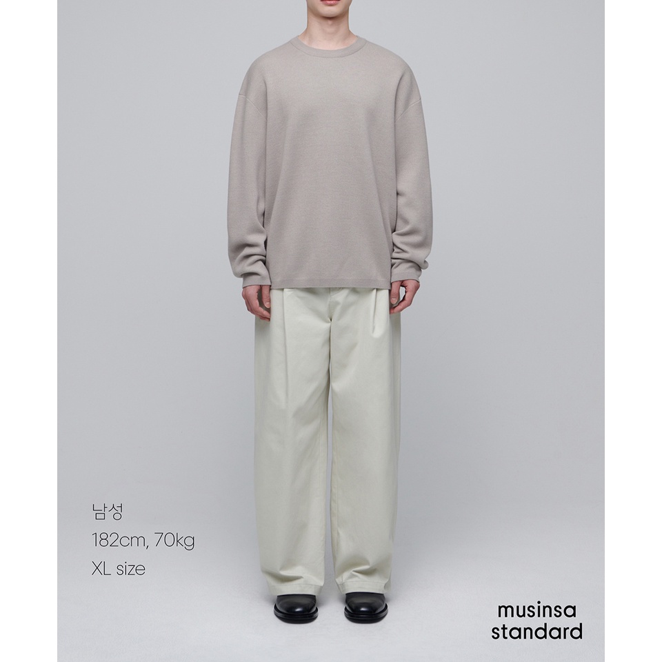 Áo len nam cổ tròn form Oversize, thương hiệu MUSINSA, chất len lông cừu dày dặn, xuất Hàn dư, form rộng - MMBWP606