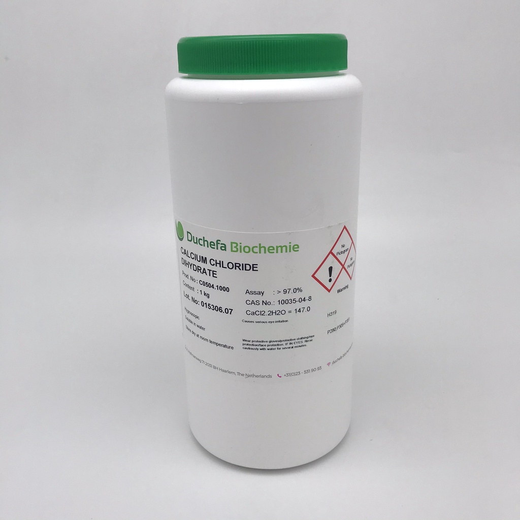 Hóa chất Calcium chloride dihydrate (Chai 1KG, Duchefa, cas 10035-04-8) [LAB]