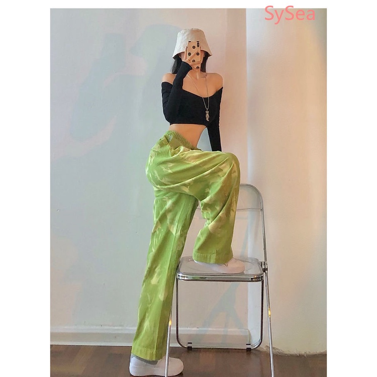 Quần Ống Rộng Lưng Cao Màu Xanh Bơ Thiết Kế Plus Size Cho Nữ