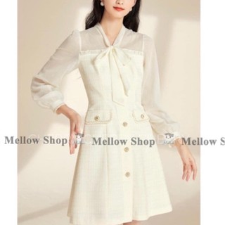 Đầm dạ Tweed pha kim tuyến phối tơ mềm sang chảnh