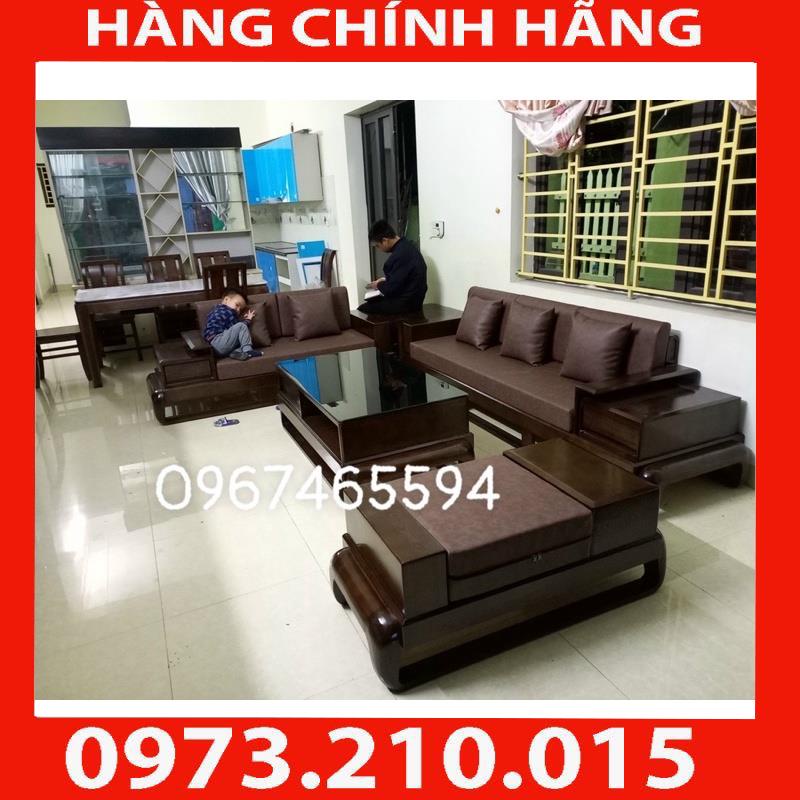 Ảnh thật sofa 2 văng đùi gà gỗ sồi nga màu óc chó, màu cánh gián, màu tự nhiên