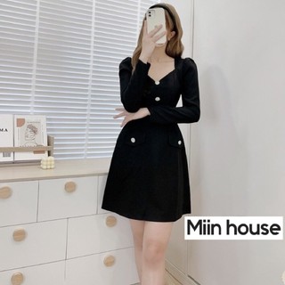 Váy dạ text sợi tweed mỏng 5 khuy đá