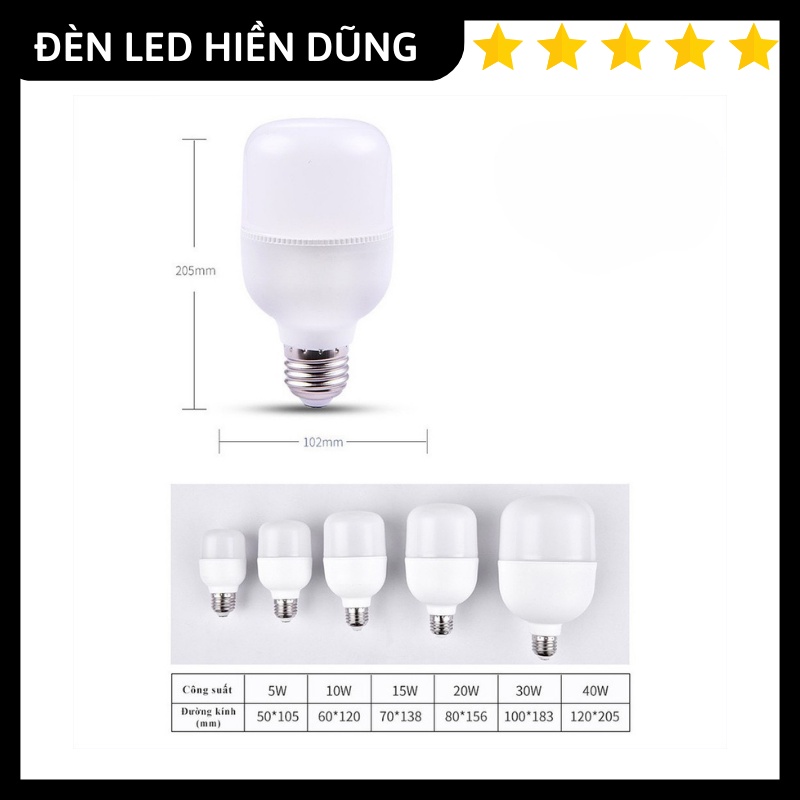 Bóng đèn Led Bulb siêu sáng, Bóng led bulb trụ nhựa ánh sáng trắng tiết kiệm điện