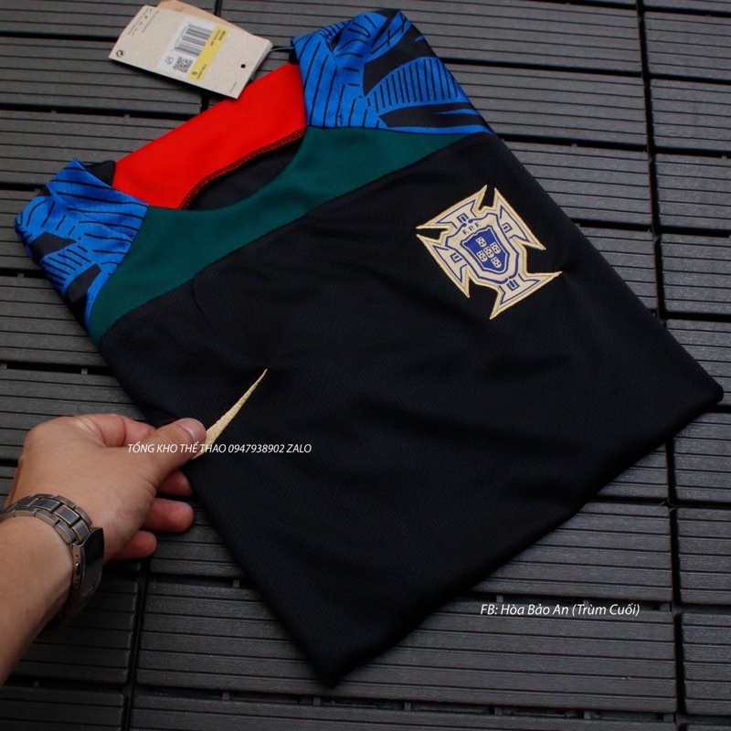Áo Training bồ đào nha 2023 - set bộ thê thao đội tuyển bồ đào nha Ronaldo áo tập bồ màu đen quần có túi mùa wc 2022/23