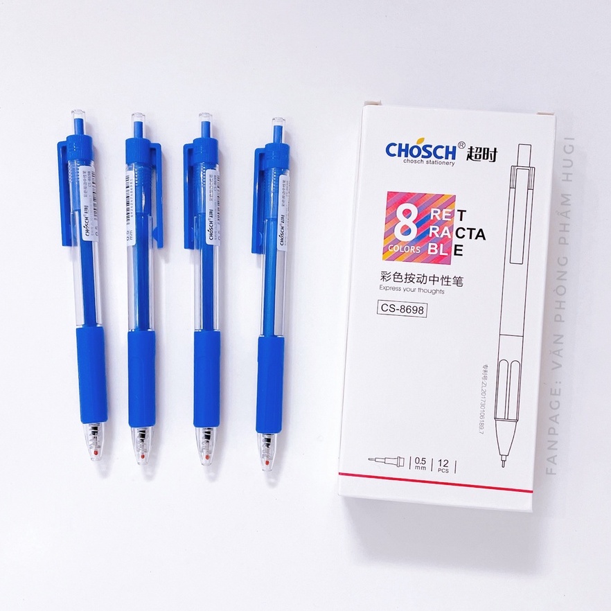 Hộp 12 Cây Bút Gel CHOSCH-8698 đầu bấm loại tốt