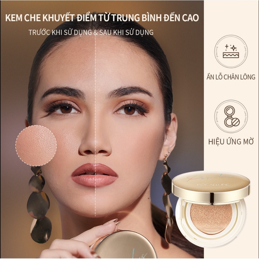 Cushion Focallure BB Phấn nước che khuyết điểm, không bết dinh, chống thấm nước 12g FA-198