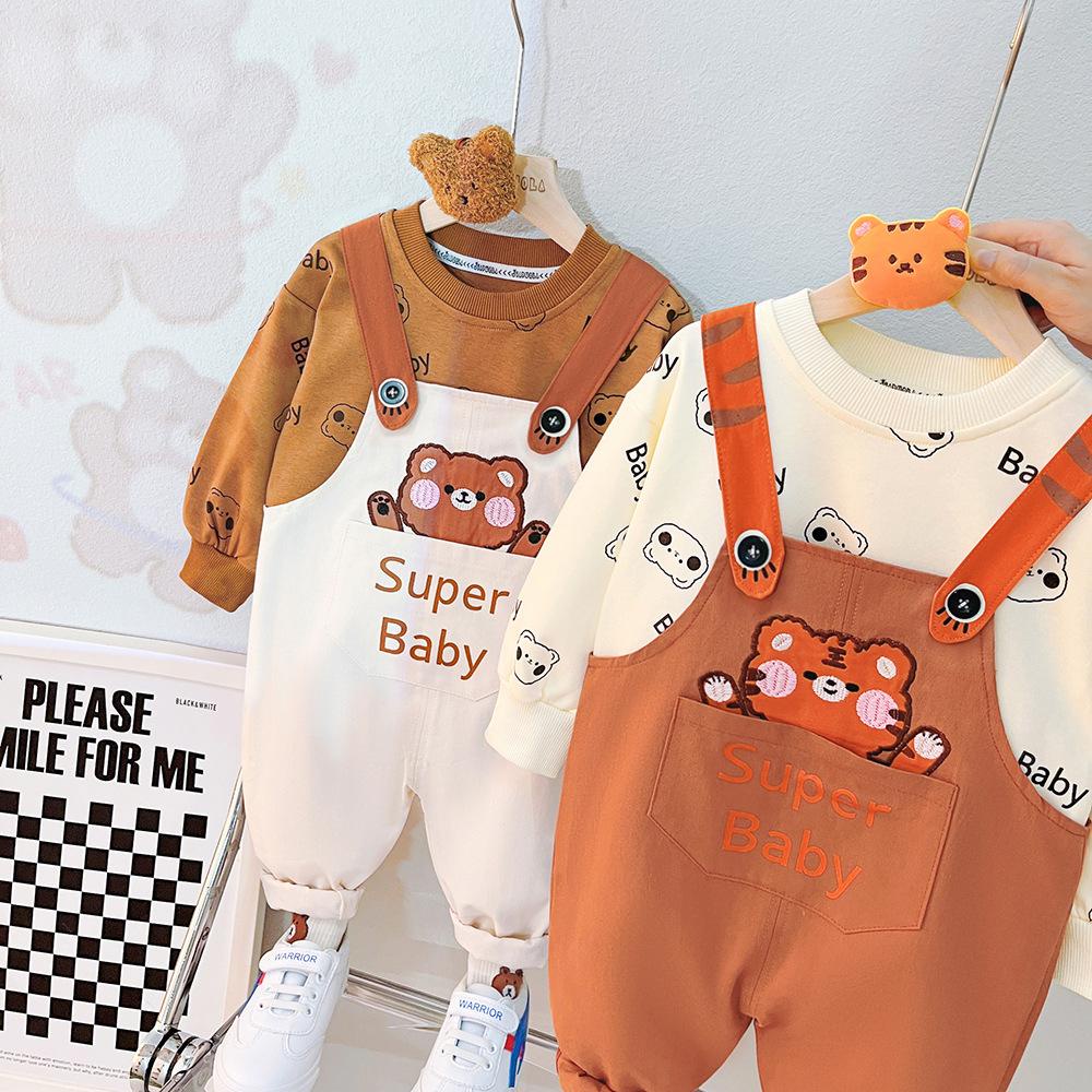 Set quần yếm bé trai bé gái kèm áo thun dài tay MINTSCLOSET Mint's Closet yếm kaki cho bé 1 2 3 4 tuổi - YE5084