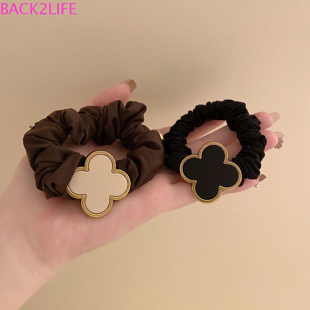 Dây Buộc Tóc Co Giãn Hình Cỏ Bốn Lá Bằng Hợp Kim Cho Nữ 2life