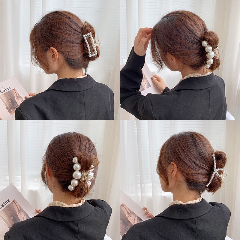 Cặp tóc dọc, càng cua đính hạt trai nhân tạo lớn nữ tính kẹp tóc hàn quốc -  K019 | Shopee Việt Nam