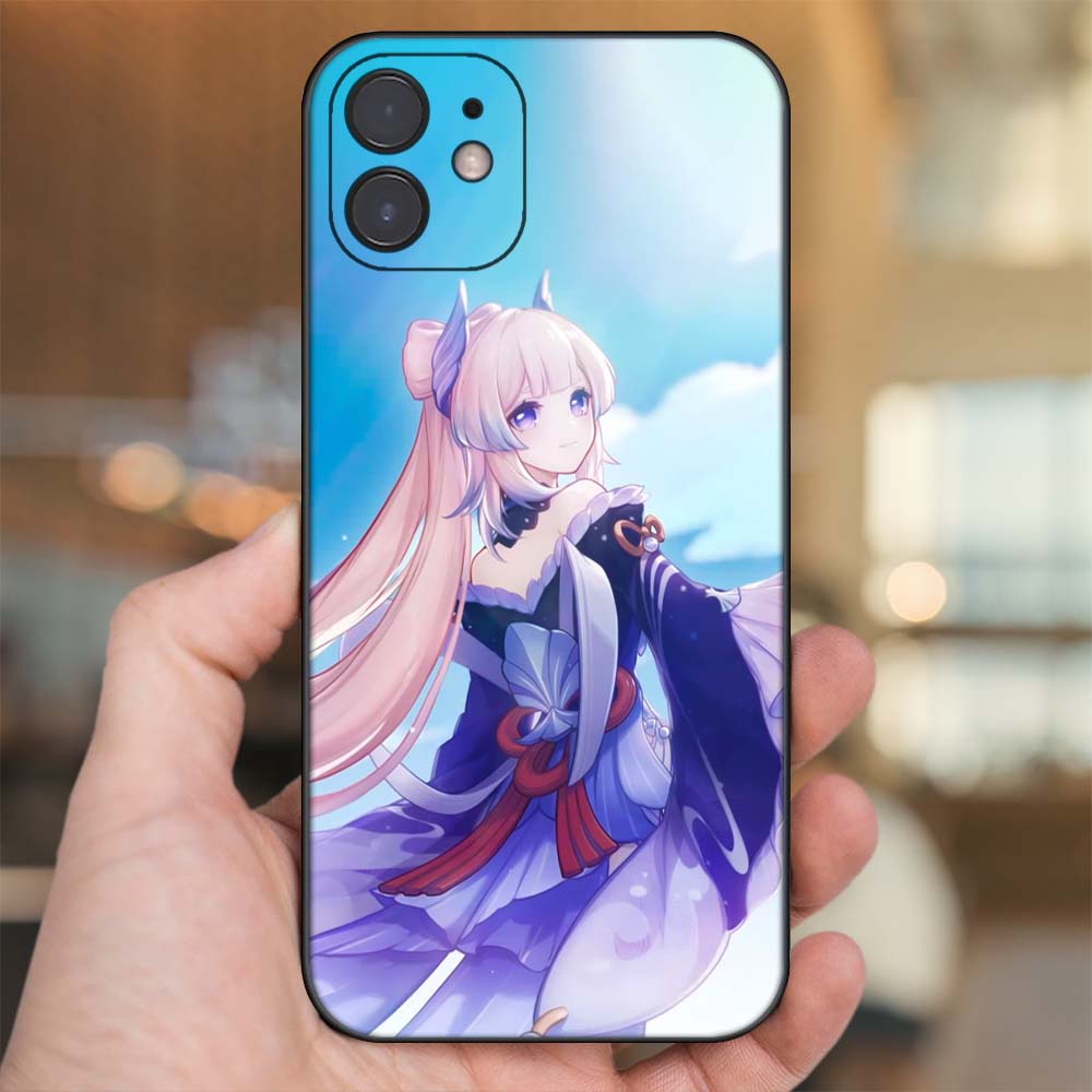 Ốp lưng iPhone 12 dẻo đen cạnh vuông in hình Sangonomiya Kokomi Genshin Impact