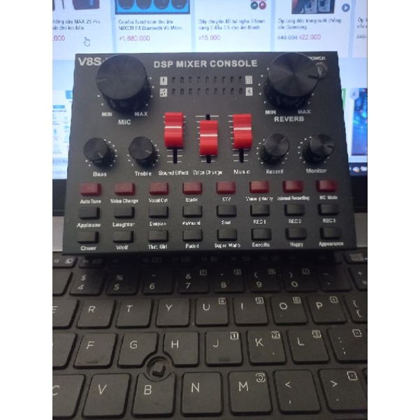 Sound card âm thanh V8S+ có bluetooth cùng pin sạc - hát thu âm, livestream và karaoke mới