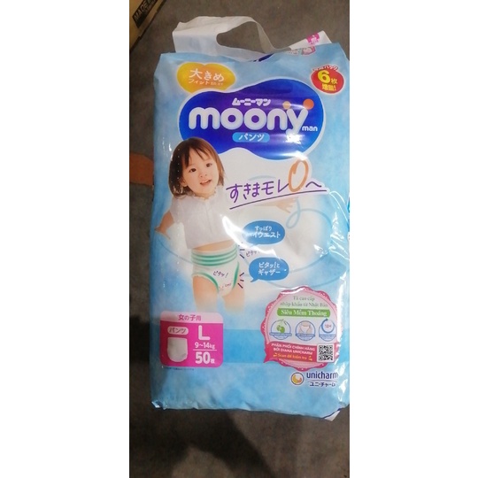 Tã quần cao cấp Moony Bé Gái L44/XL38/XXL26 - Nhập khẩu Nhật Bản