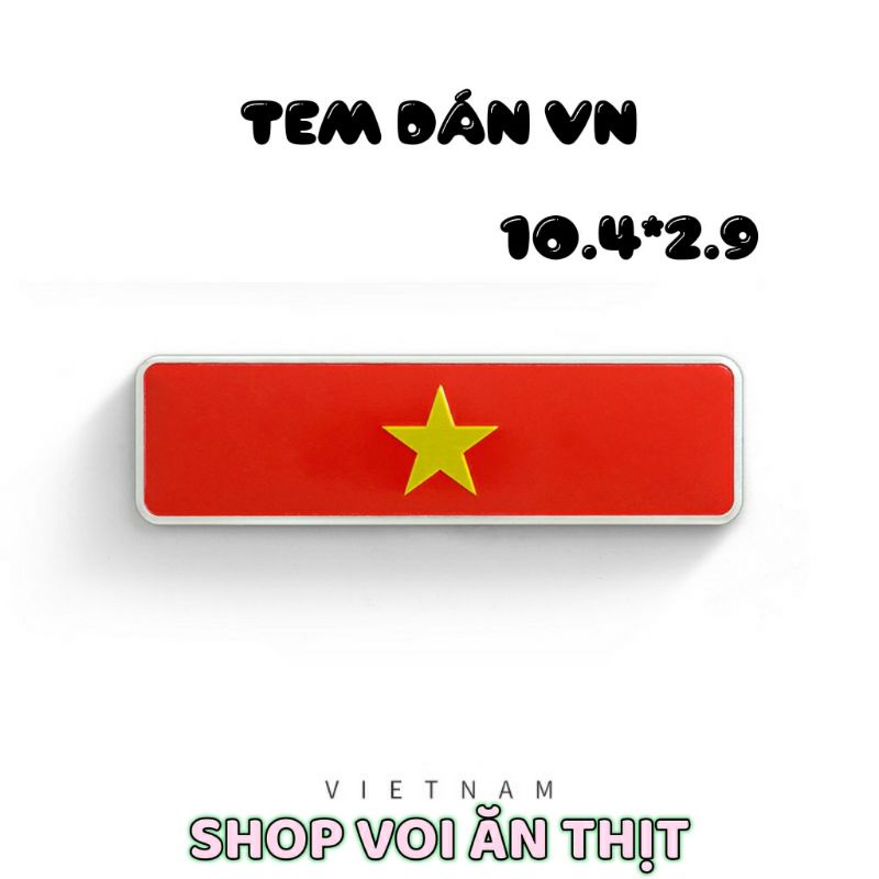 Tem nhôm dán xe hình lá cờ Việt Nam chất liệu hợp kim nhôm cao cấp, logo dán xe oto, xe máy, dán trang trí derco phòng.