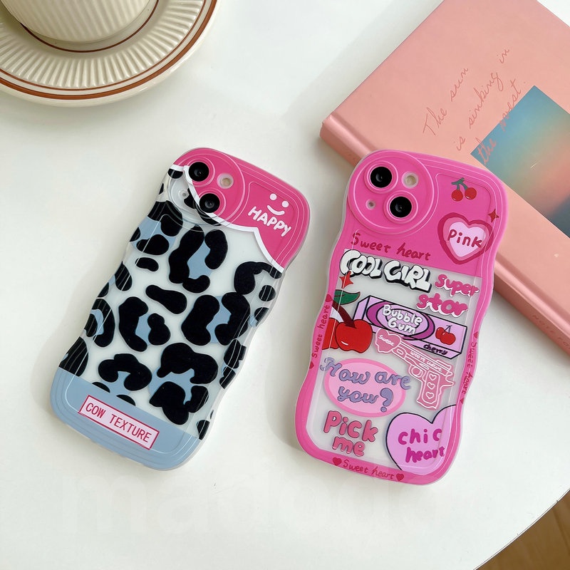Casing Samsung Galaxy A54 A34 A24 A14 A04 A12 A73 A72 A53 A52 A52S A33 A32 A23 A22 A13 4G 5G A03S A02S A11 A02 A03 A51 A50 A50S A30S A20 A30 A20S A10S A21S M12 M22 M32 M11 M02 Wave Edge Pink Heart Cow Texture cherry Smaile Clear Shockproof Soft Case BW 03