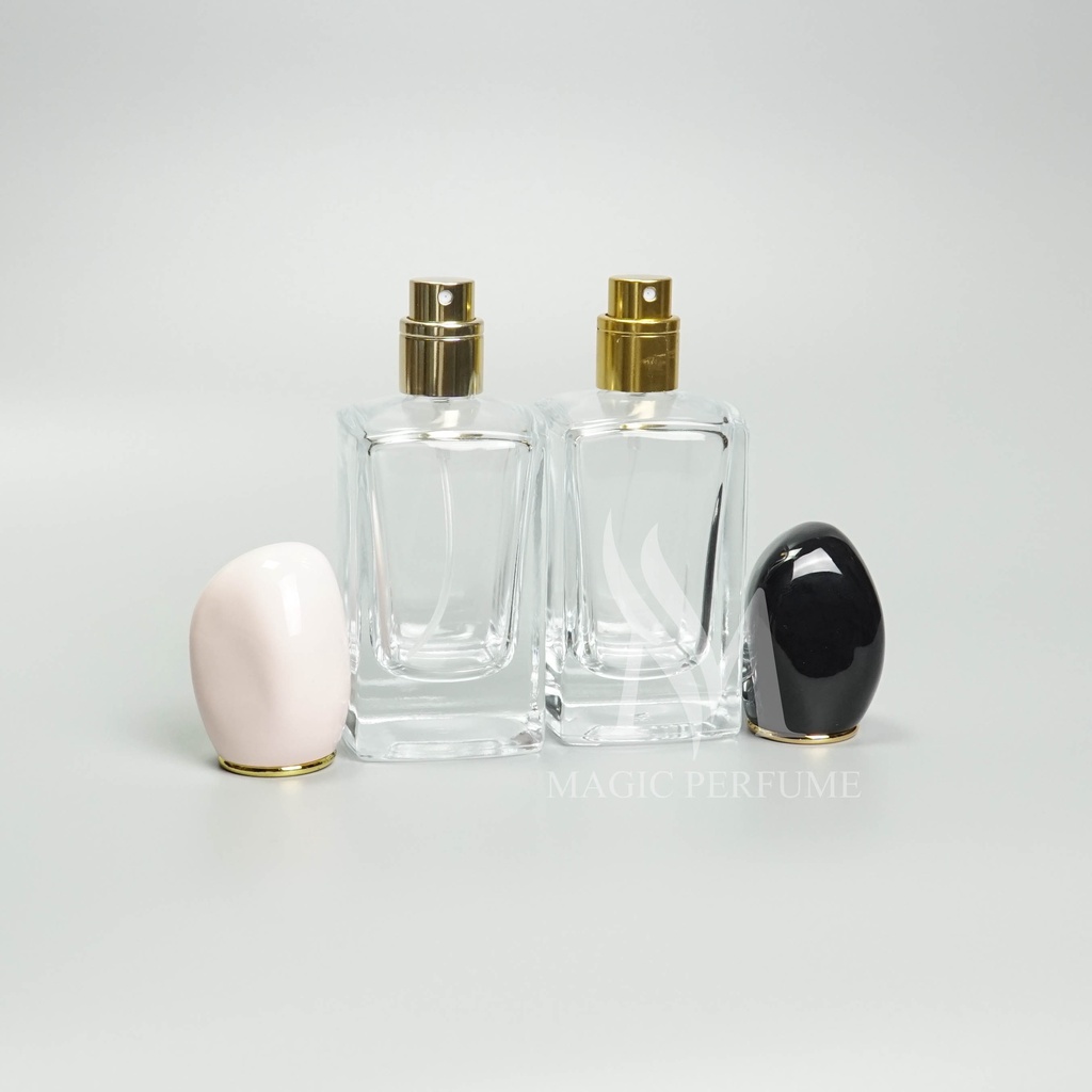 Chai lọ đựng nước hoa thủy tinh 50ml kiểu Sì chai trong nắp màu loại đep dạng xịt phun sương