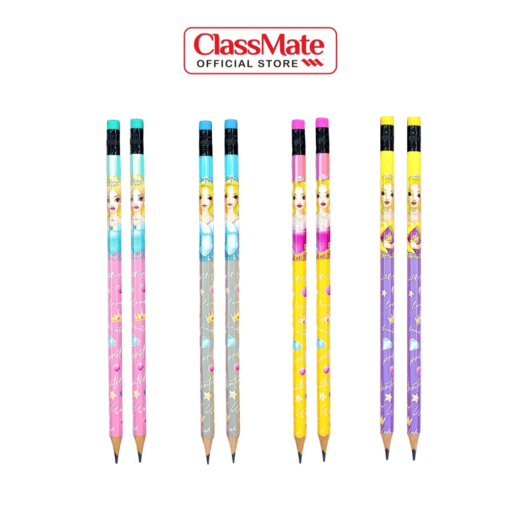 Bút Chì Gỗ Có Tẩy 2B CLASSMATE Nét Bút Mịn, Hình Công Chúa Dễ Thương, Dùng Để Luyện Chữ Cho Học Sinh PC01-PR
