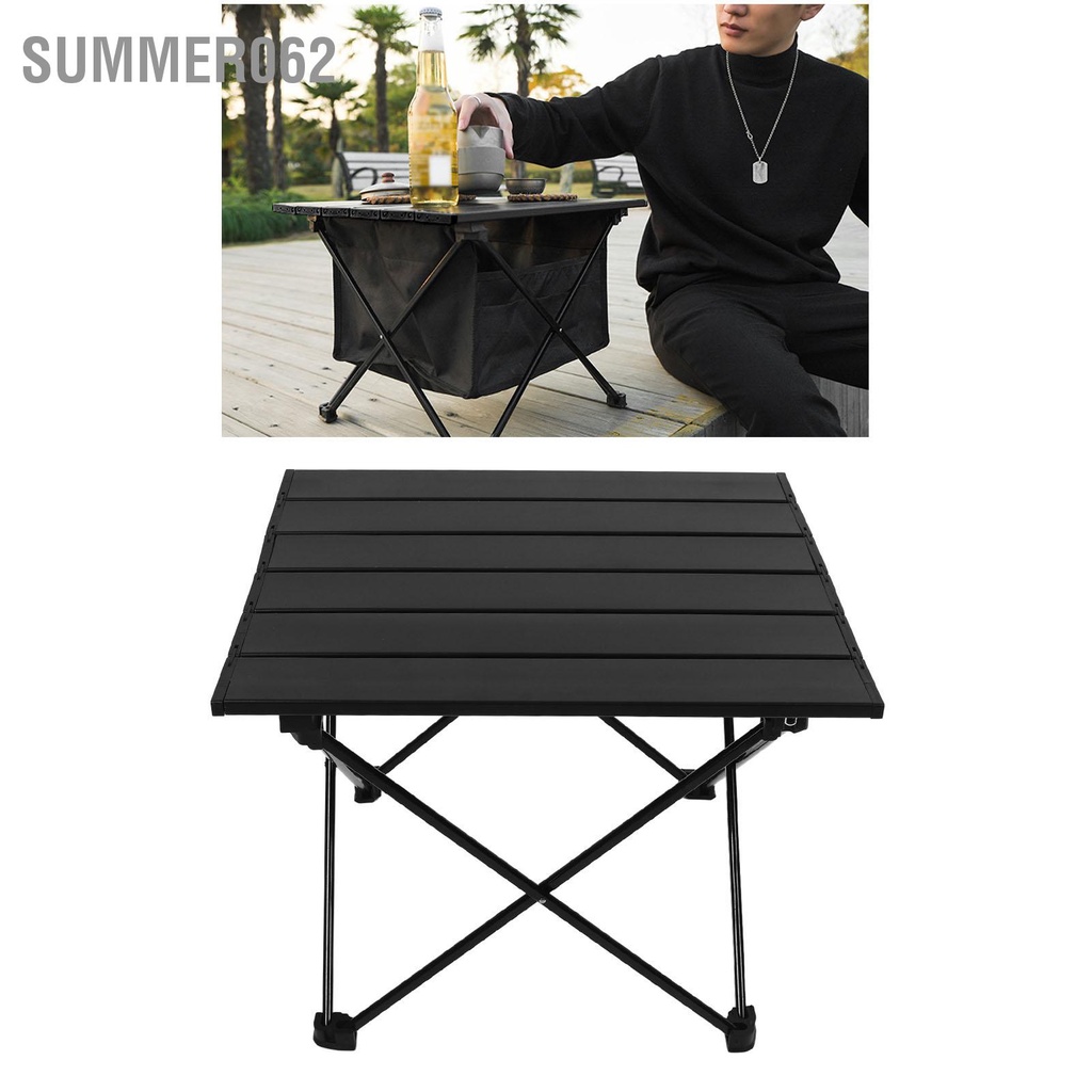 [Hàng Sẵn] Bàn cắm trại gấp di động hợp kim nhôm tinh tế với túi lưu trữ ngoài trời 【Summer062】