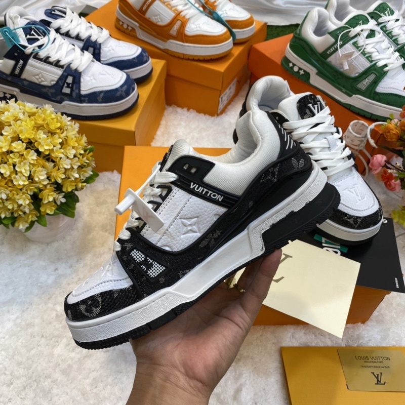Giày Thể Thao LV cam  trắng  xanh đen zep 1.1 cao cấp, Giầy Lv Sneaker Nam nữ xanh bò hót trend đủ phụ kiện , PT Shop