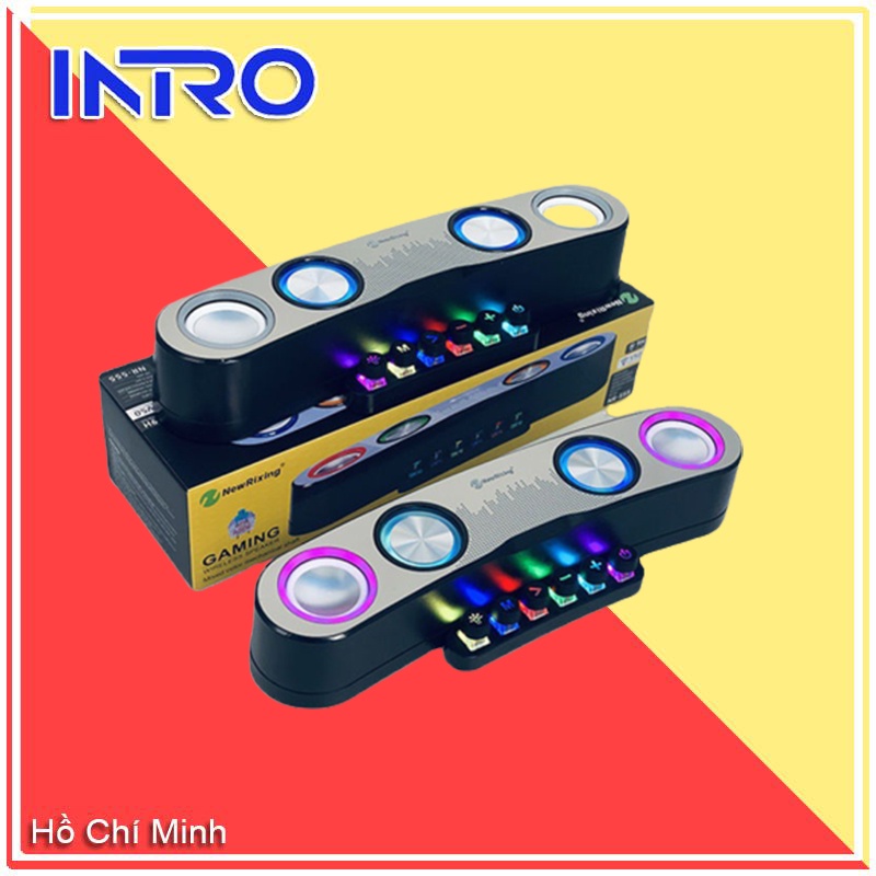 Loa Bluetooth Gaming NR-555, Loa Bluetooth Mini Không Dây, Loa Kép 10W*2, Phím Cơ Học, Loa Di Động Đèn Có Leser Nháy The