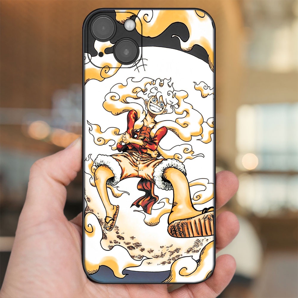Ốp lưng iPhone 14 Plus dẻo đen cạnh vuông in hình Luffy Gear 5 Nika One Piece Đảo Hải Tặc