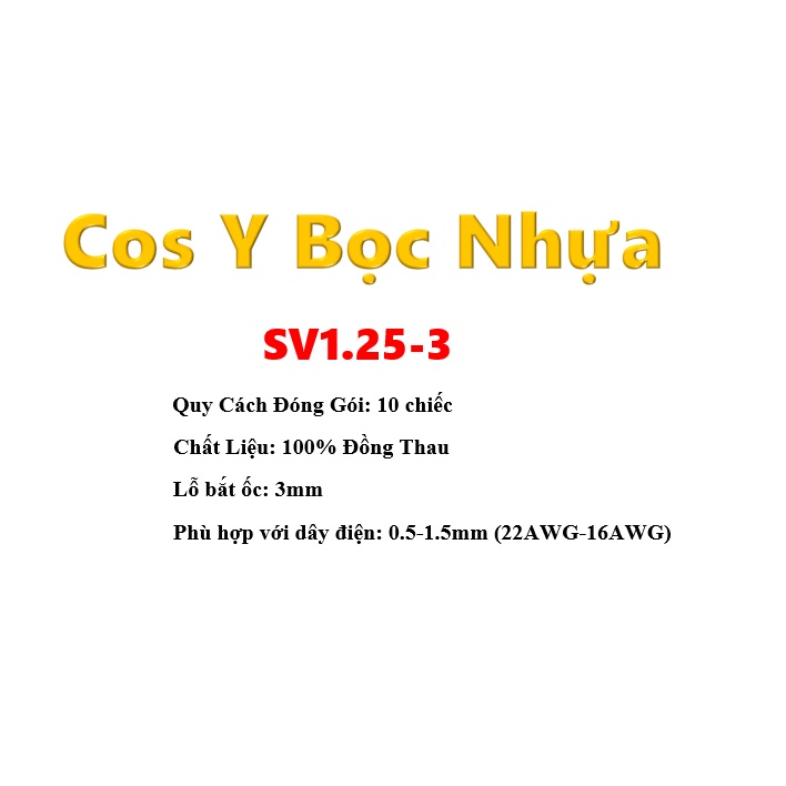 Combo 150 Cos Y, Đầu cos chữ y, cosy, cos chẻ [Phù hợp với dây điện 0.5mm-1.5mm/ 22AWG-16AWG]